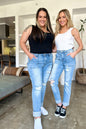 Judy Blue Full Size Distressed Straight Jeans with Patch Pockets